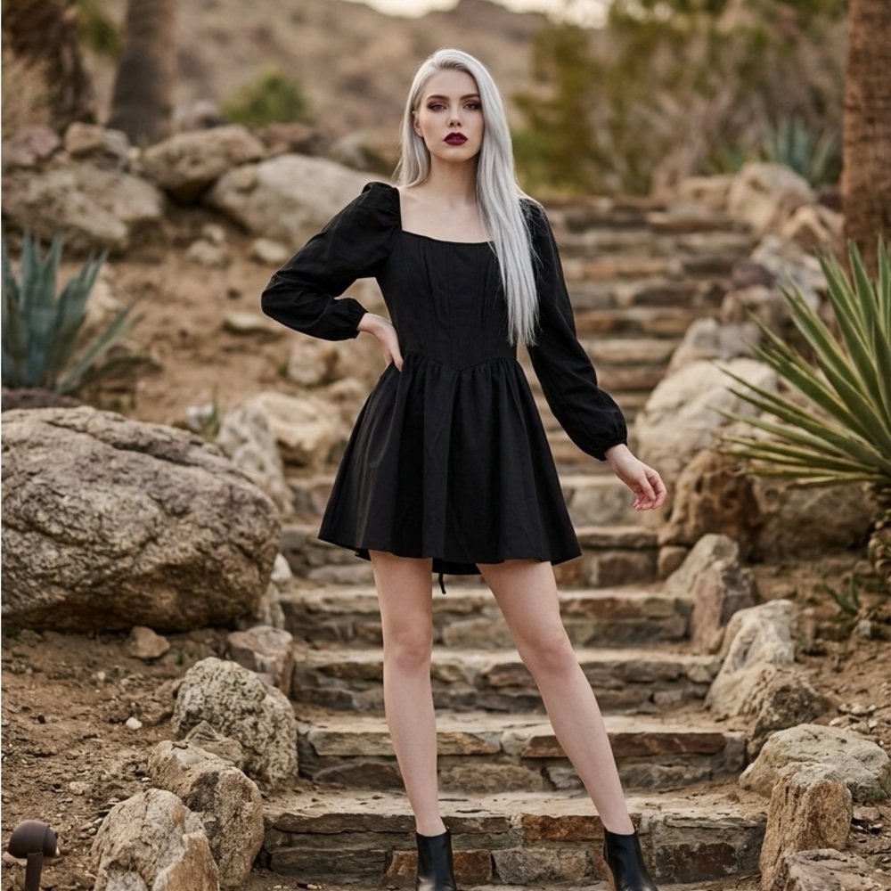 Elegant Black Long Sleeve Dress